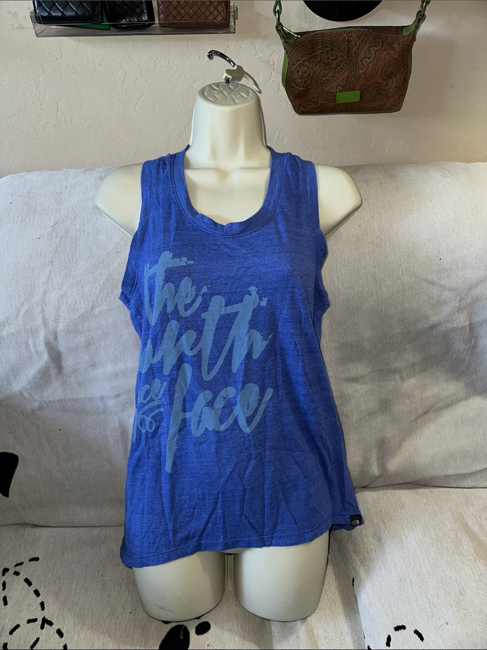 The North Face Blue Graphic Scoop Neck Tank size S/P